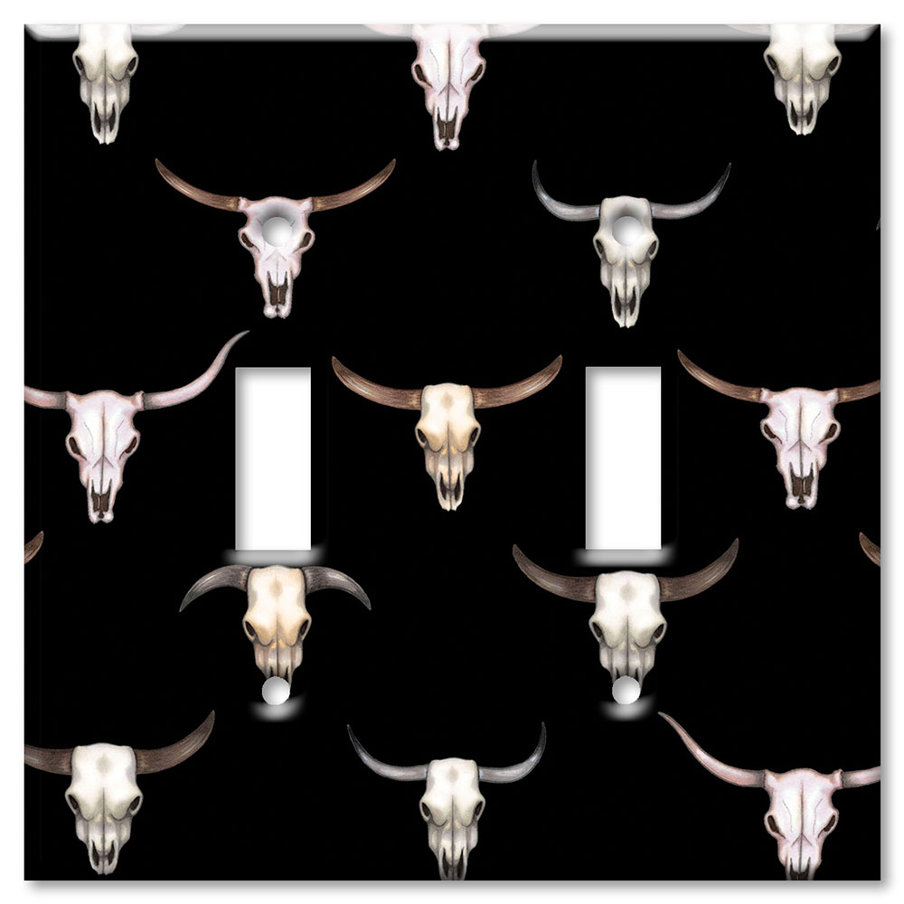 Art Plates - Decorative OVERSIZED Switch Plates & Outlet Covers - Longhorn’s (black) - Image by Dan Morris