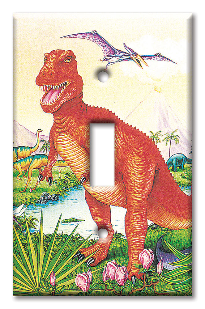 Art Plates - Decorative OVERSIZED Wall Plate - Outlet Cover - Dinosaurs