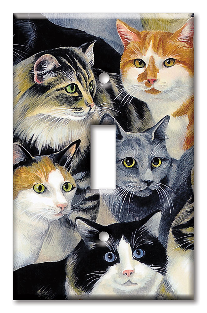 Art Plates - Decorative OVERSIZED Wall Plate - Outlet Cover - Just Cats