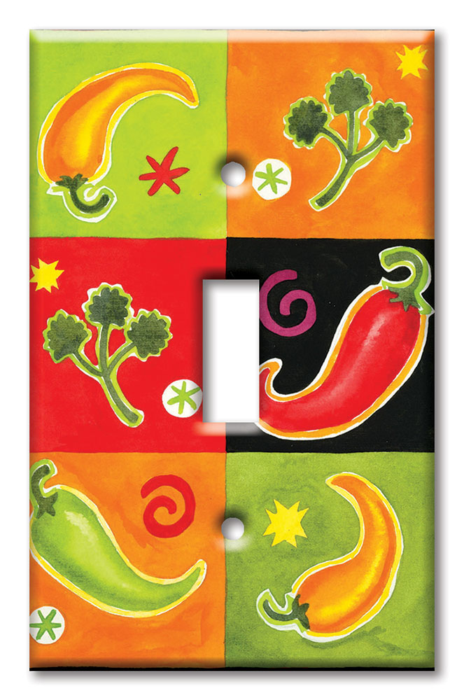 Art Plates - Decorative OVERSIZED Switch Plates & Outlet Covers - Peppers