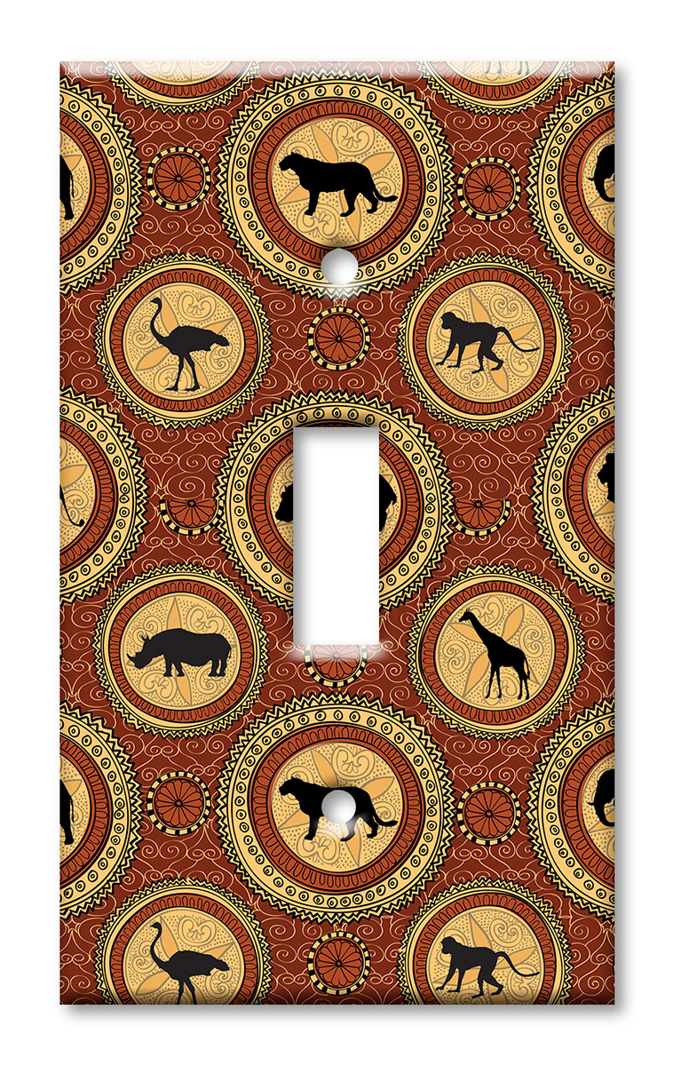 Art Plates - Decorative OVERSIZED Wall Plates & Outlet Covers - African Theme Animal Circles