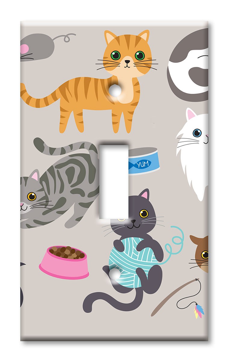 Art Plates - Decorative OVERSIZED Wall Plates & Outlet Covers - Cute Cats