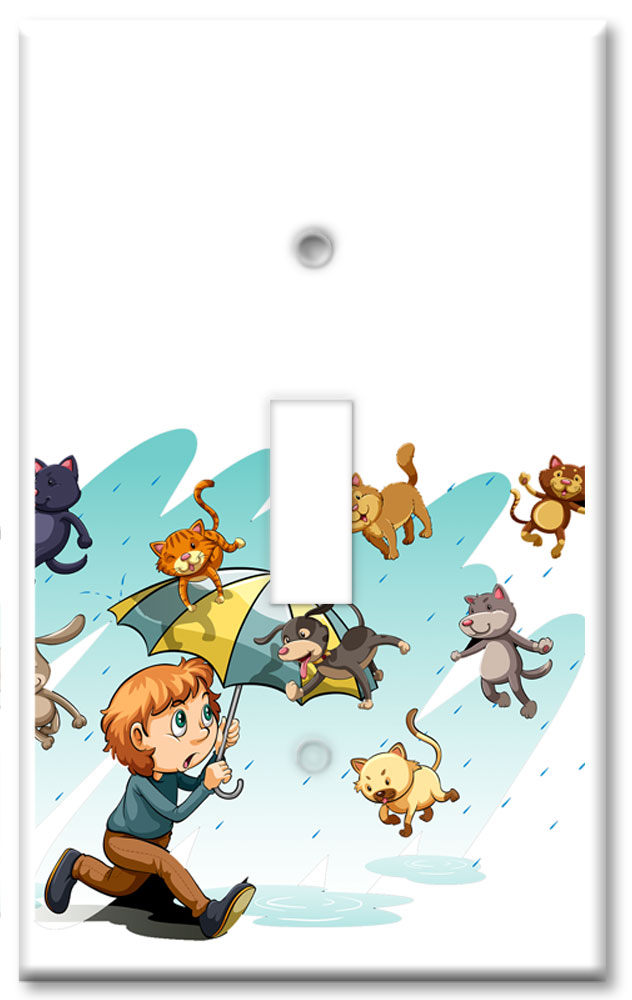 Art Plates - Decorative OVERSIZED Switch Plates & Outlet Covers - Raining Cats and Dogs
