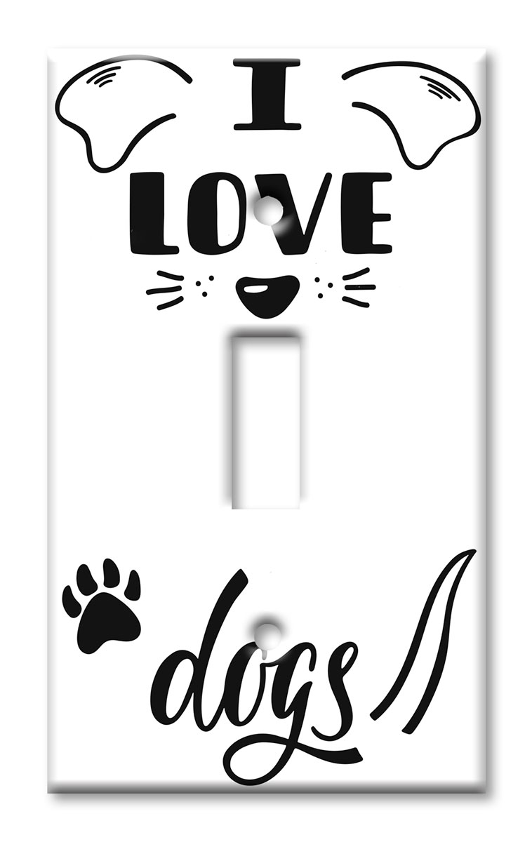 Art Plates - Decorative OVERSIZED Wall Plate - Outlet Cover - I Love Dogs