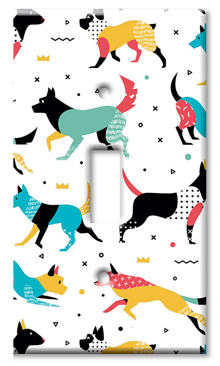 Art Plates - Decorative OVERSIZED Switch Plates & Outlet Covers - Patterned Dogs