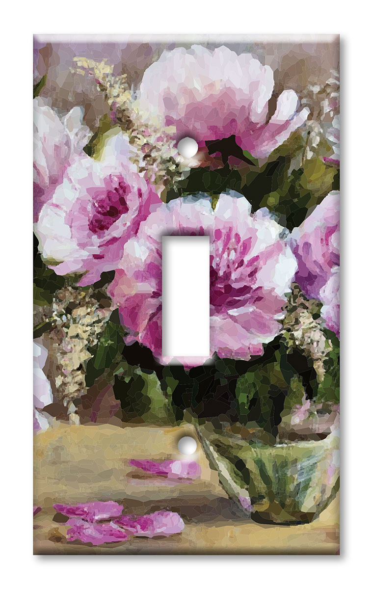 Art Plates - Decorative OVERSIZED Switch Plates & Outlet Covers - Purple Flowers in a Vase