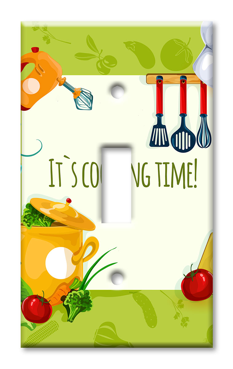 Art Plates - Decorative OVERSIZED Wall Plate - Outlet Cover - It's Cooking Time