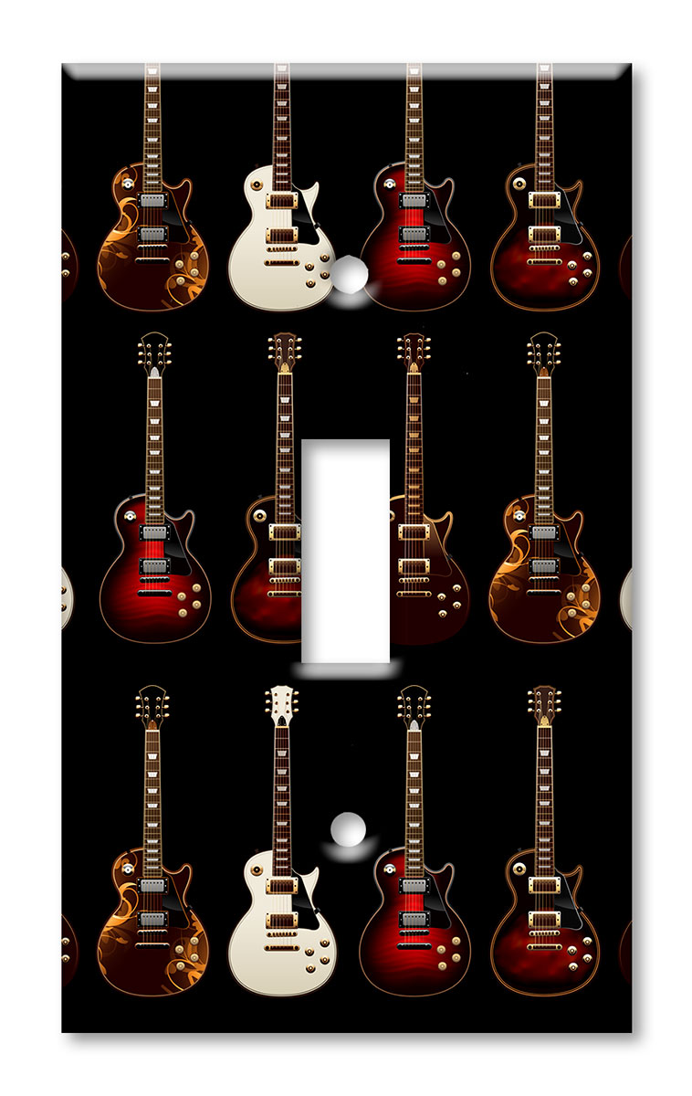 Art Plates - Decorative OVERSIZED Wall Plate - Outlet Cover - Electric Guitars