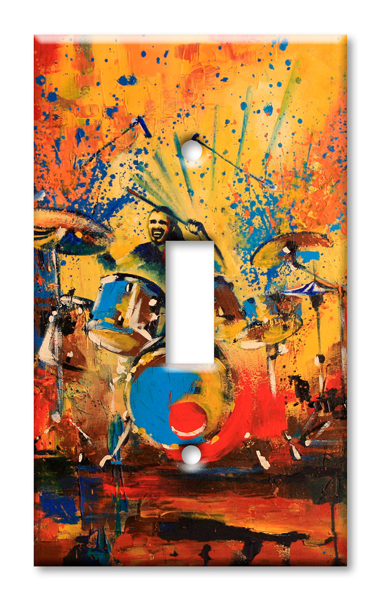 Art Plates - Decorative OVERSIZED Wall Plate - Outlet Cover - Drummer Painting
