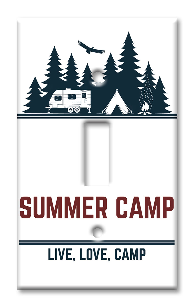 Art Plates - Decorative OVERSIZED Switch Plates & Outlet Covers - Live, Love, Camp