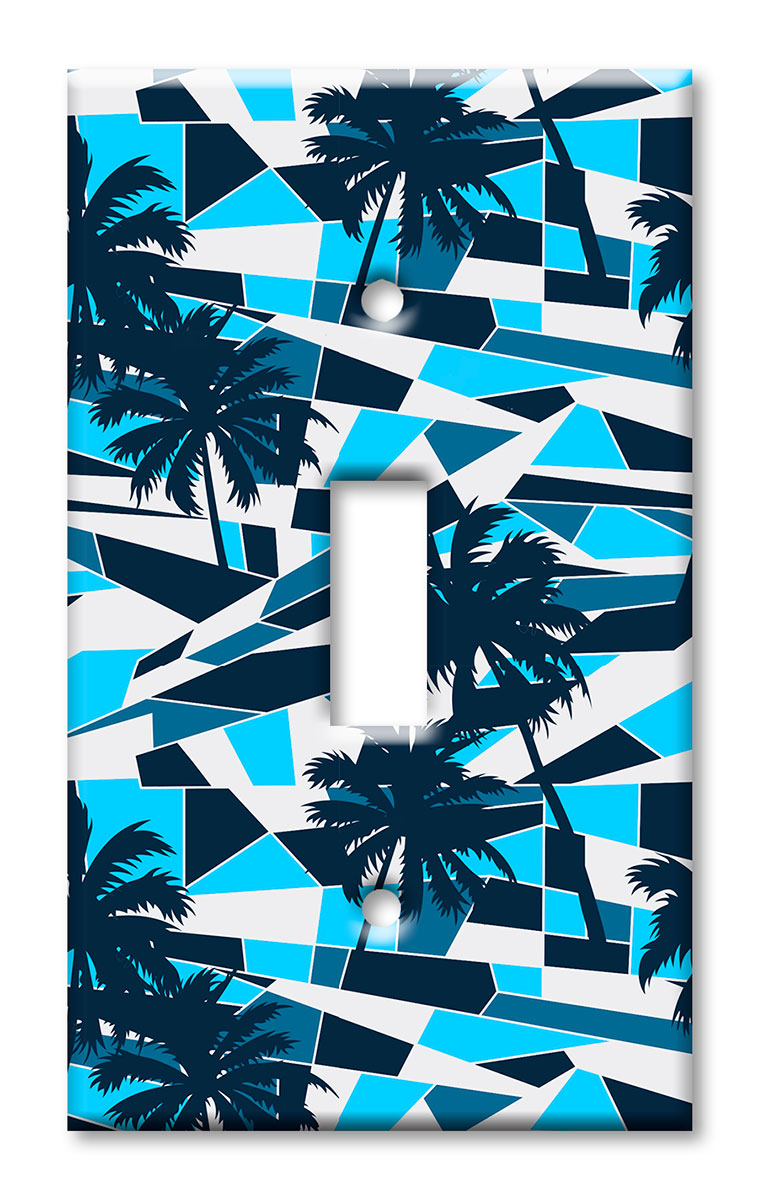 Art Plates - Decorative OVERSIZED Wall Plates & Outlet Covers - Blue Palm Trees