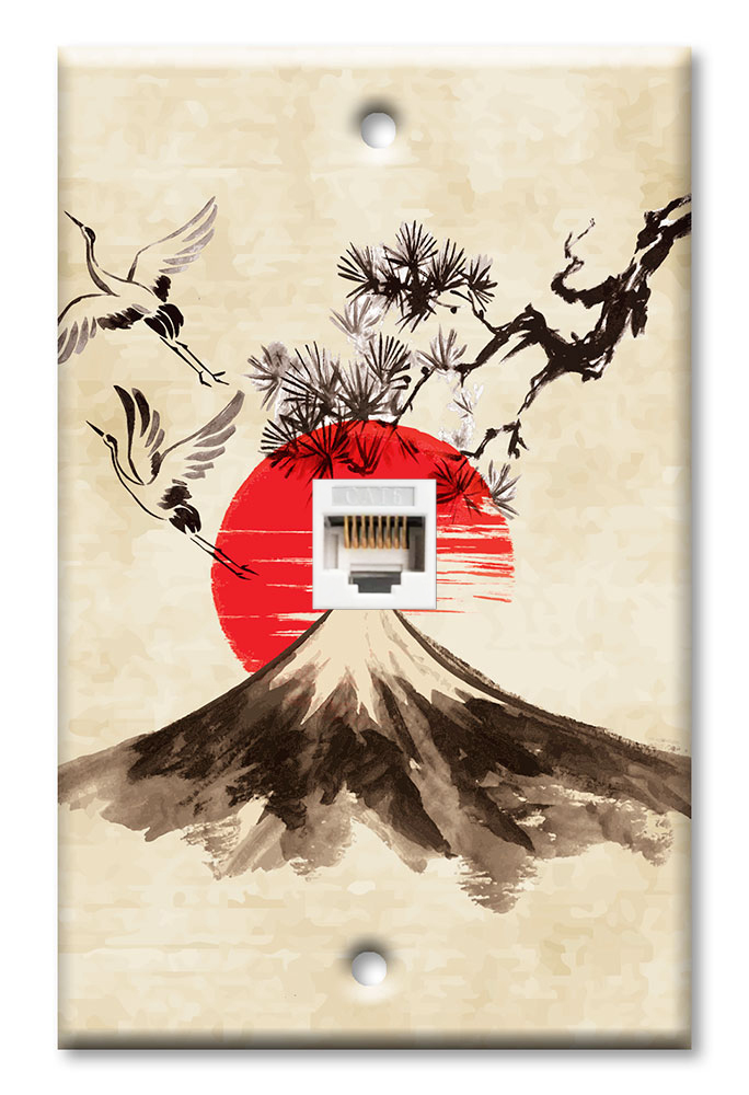 Cranes Flying Over a Volcano Drawing - #2796