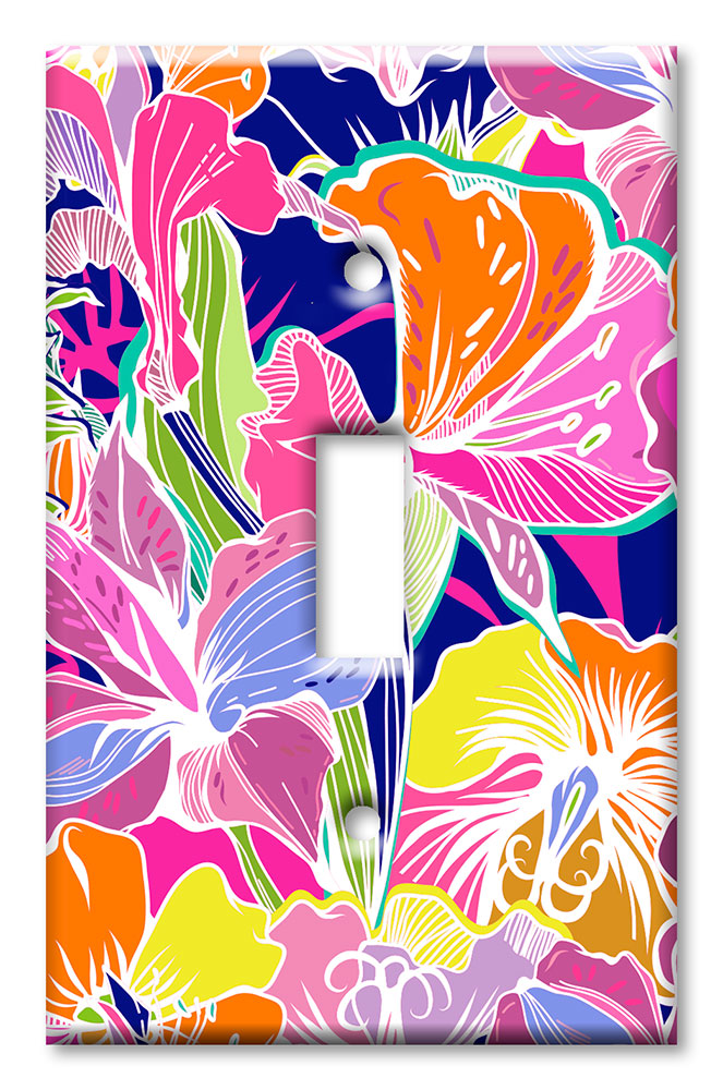 Art Plates - Decorative OVERSIZED Switch Plate - Outlet Cover - Vibrant Hibiscus