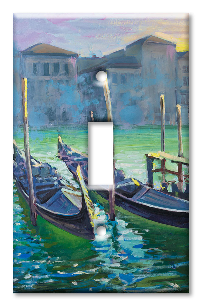 Art Plates - Decorative OVERSIZED Wall Plate - Outlet Cover - Gondola's on the Water
