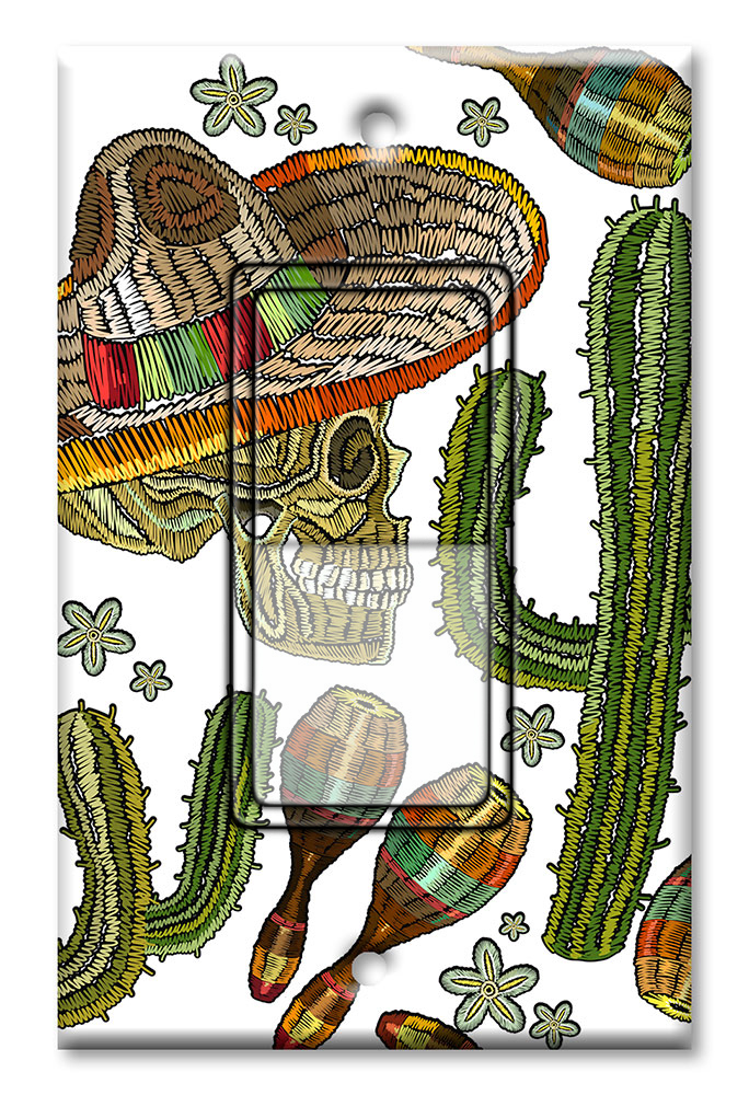 Skulls and Cactus White Background - #3104