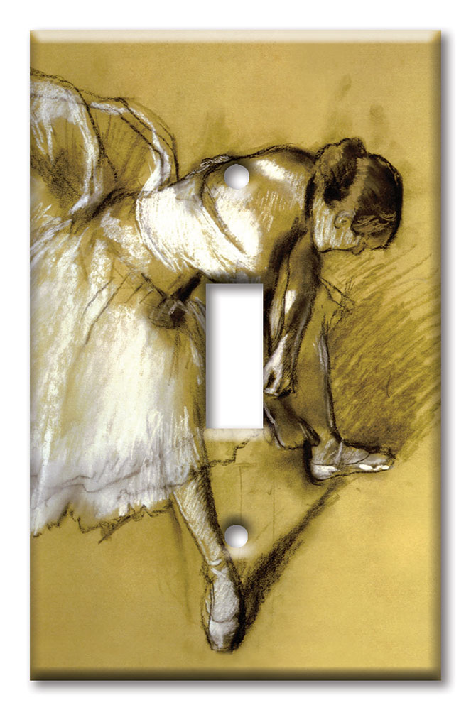 Art Plates - Decorative OVERSIZED Wall Plate - Outlet Cover - Degas: Dancer Adjusting Shoe