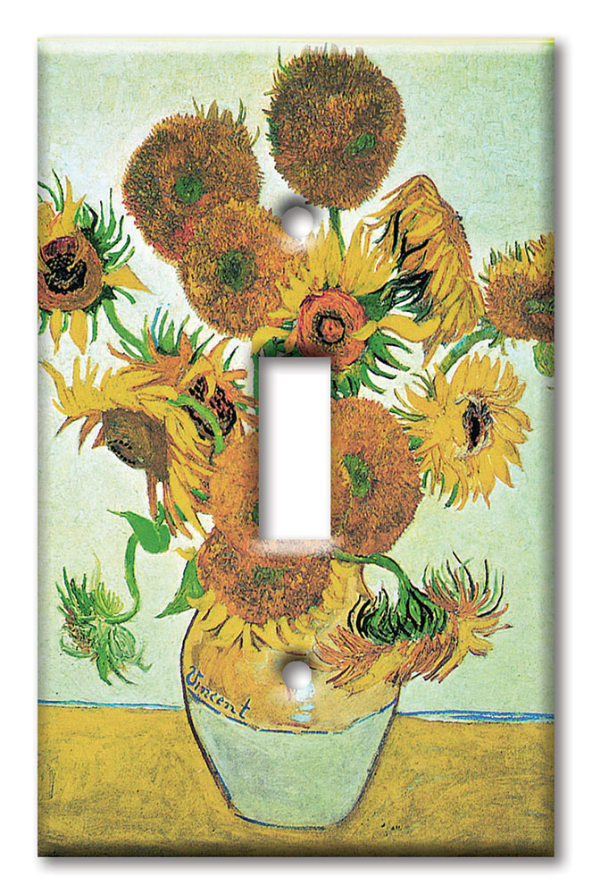 Art Plates - Decorative OVERSIZED Switch Plate - Outlet Cover - Van Gogh: Sunflowers II