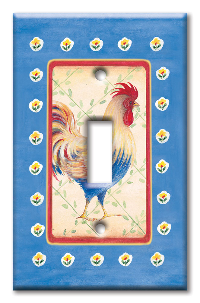 Art Plates - Decorative OVERSIZED Wall Plate - Outlet Cover - Jardinire Rooster