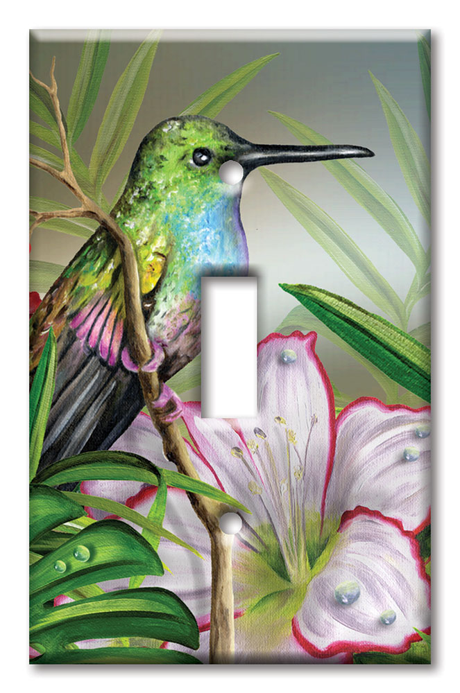 Art Plates - Decorative OVERSIZED Wall Plate - Outlet Cover - Hummingbird at Rest