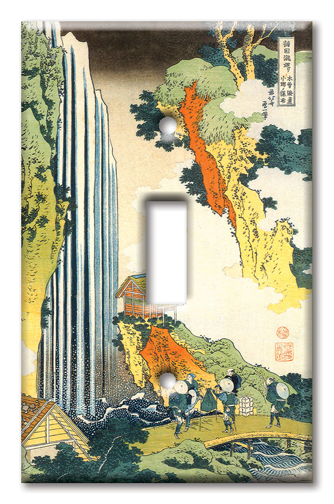 Art Plates - Decorative OVERSIZED Wall Plate - Outlet Cover - Hokusai: Kirifuri Waterfall