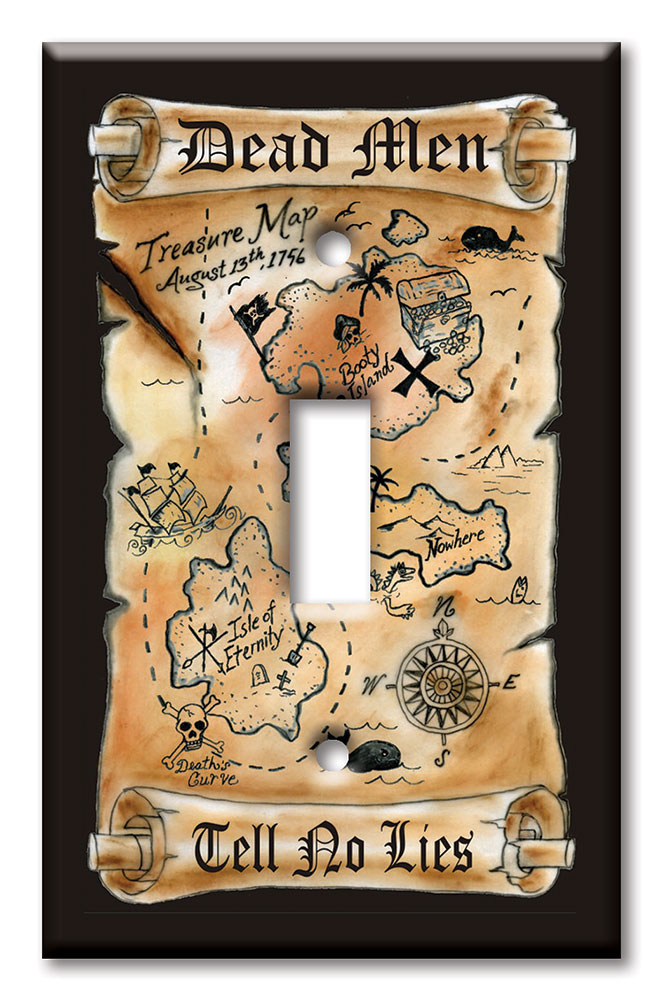 Art Plates - Decorative OVERSIZED Switch Plate - Outlet Cover - Treasure Map