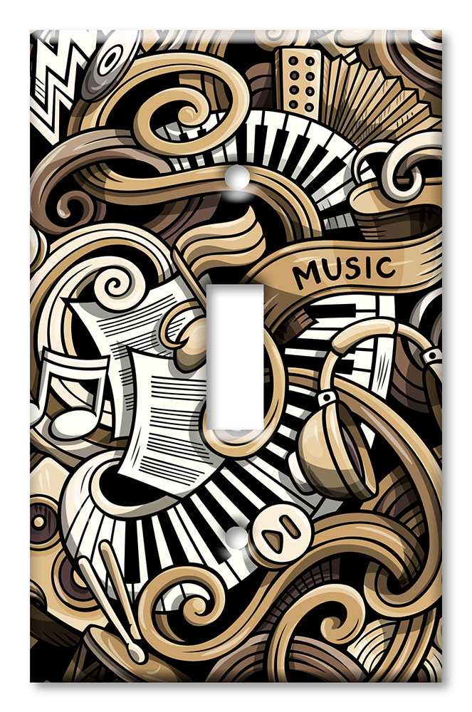 Art Plates - Decorative OVERSIZED Switch Plates & Outlet Covers - Musical Background