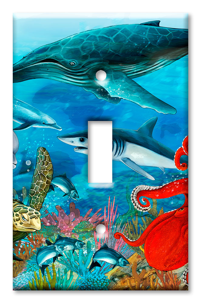 Art Plates - Decorative OVERSIZED Switch Plate - Outlet Cover - Reef Life