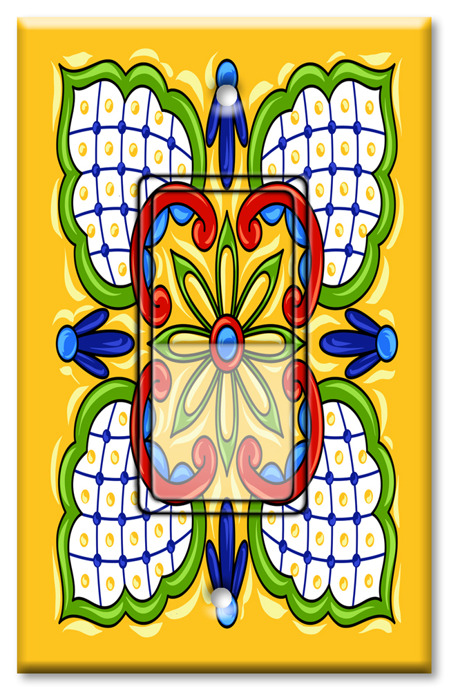 Yellow / Green Mexican Talavera Tile Print - #8806