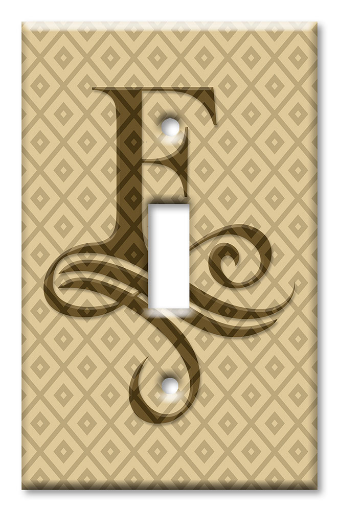 Art Plates - Decorative OVERSIZED Switch Plates & Outlet Covers - Letter "F" Monogram