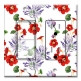 Printed 2 Gang Decora Switch - Outlet Combo with matching Wall Plate - Red and Purple Flowers