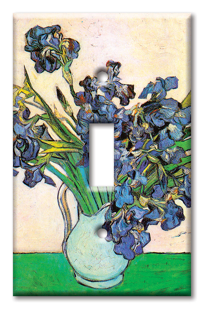 Art Plates - Decorative OVERSIZED Switch Plate - Outlet Cover - Van Gogh: Vase and Irises