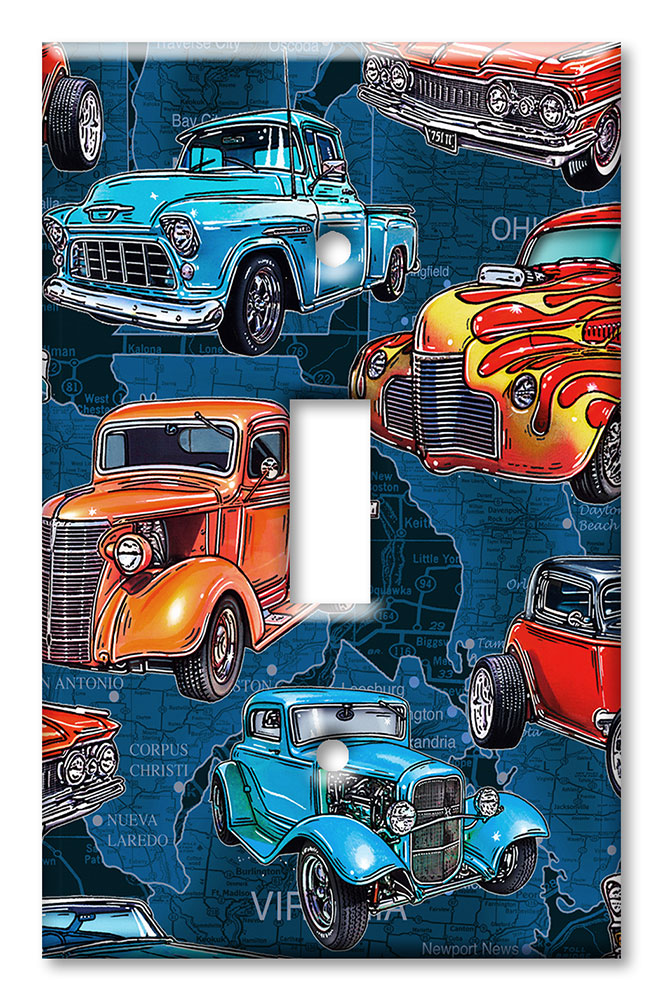 Art Plates - Decorative OVERSIZED Wall Plate - Outlet Cover - Hot Rod Trucks - Image by Dan Morris