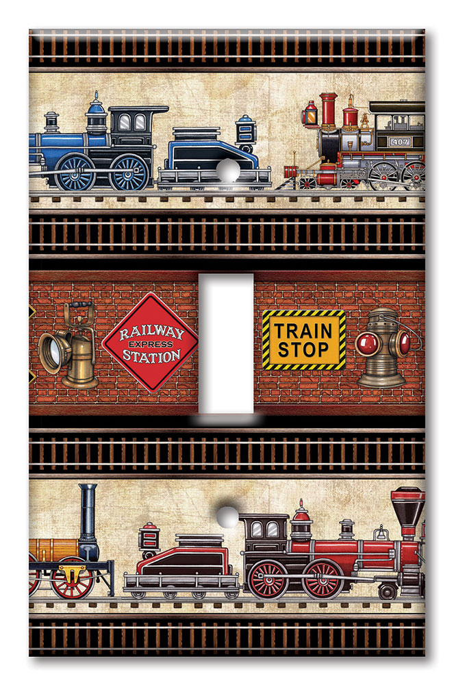 Art Plates - Decorative OVERSIZED Switch Plate - Outlet Cover - Trains and Signs II - Image by Dan Morris