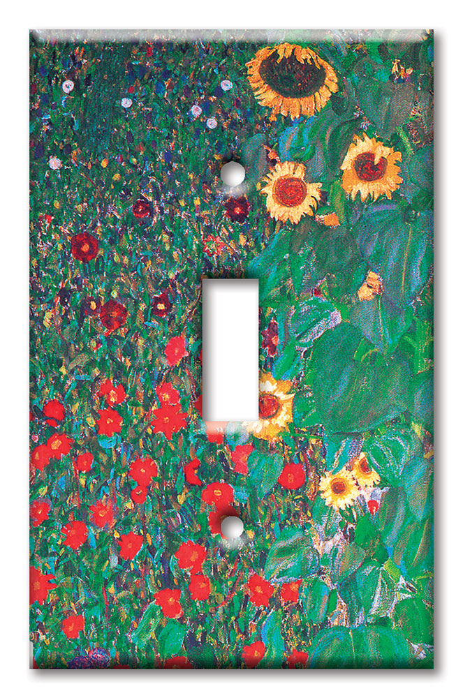 Art Plates - Decorative OVERSIZED Wall Plate - Outlet Cover - Klimt: Sunflowers