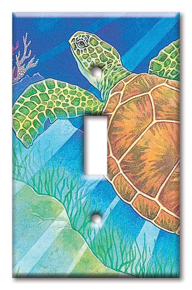 Art Plates - Decorative OVERSIZED Switch Plate - Outlet Cover - Sea Turtle