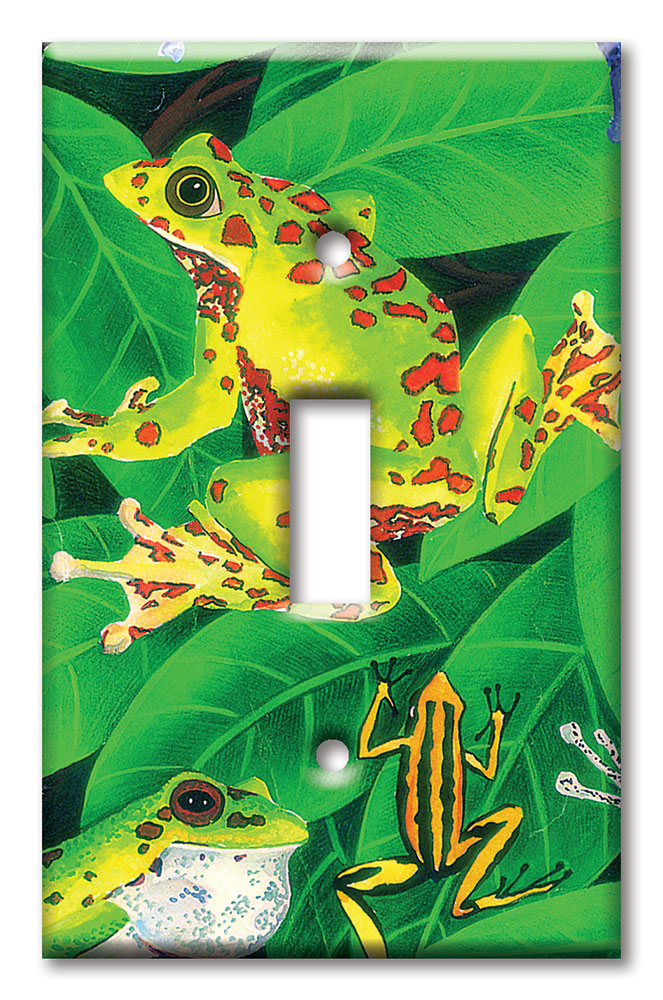 Art Plates - Decorative OVERSIZED Wall Plate - Outlet Cover - Frogs