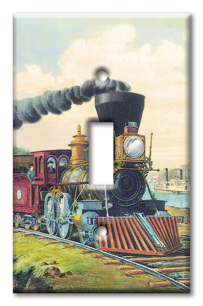 Art Plates - Decorative OVERSIZED Wall Plates & Outlet Covers - Currier and Ives: Express Train