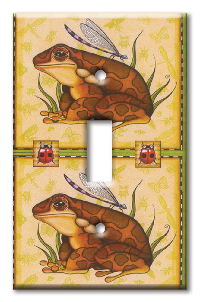 Art Plates - Decorative OVERSIZED Wall Plates & Outlet Covers - Brown Frogs