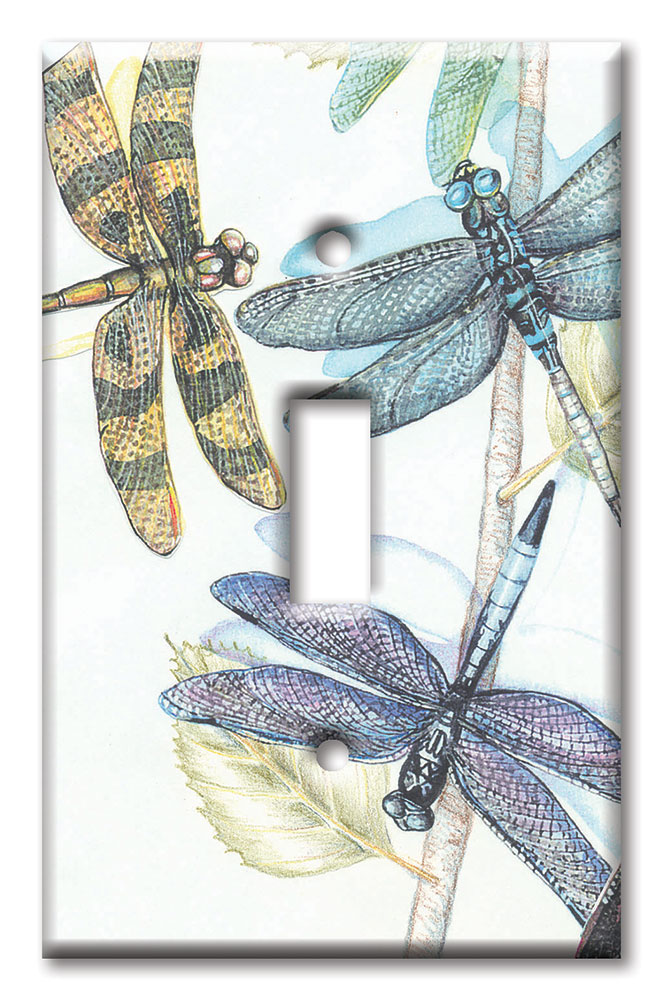 Art Plates - Decorative OVERSIZED Wall Plate - Outlet Cover - Dragonflies