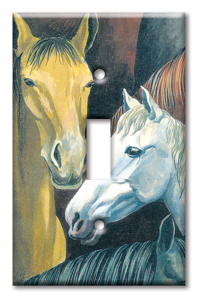 Art Plates - Decorative OVERSIZED Wall Plate - Outlet Cover - Horses