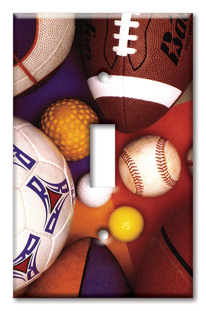 Art Plates - Decorative OVERSIZED Switch Plate - Outlet Cover - Sports Balls II