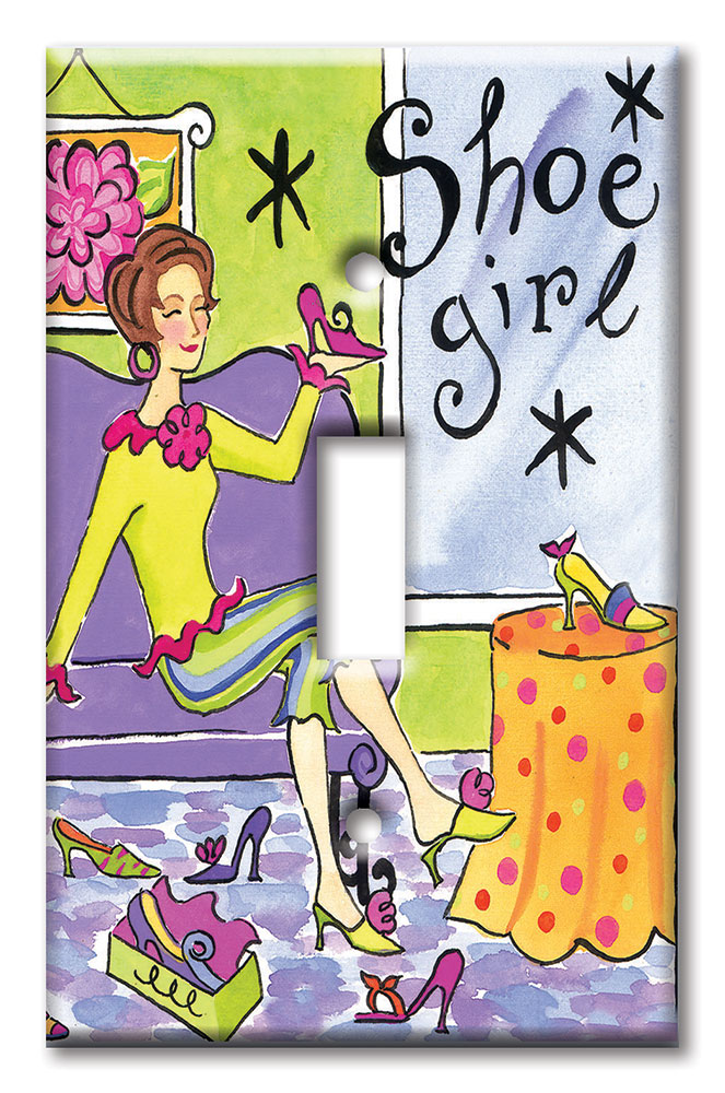 Art Plates - Decorative OVERSIZED Switch Plate - Outlet Cover - Shoe Girl