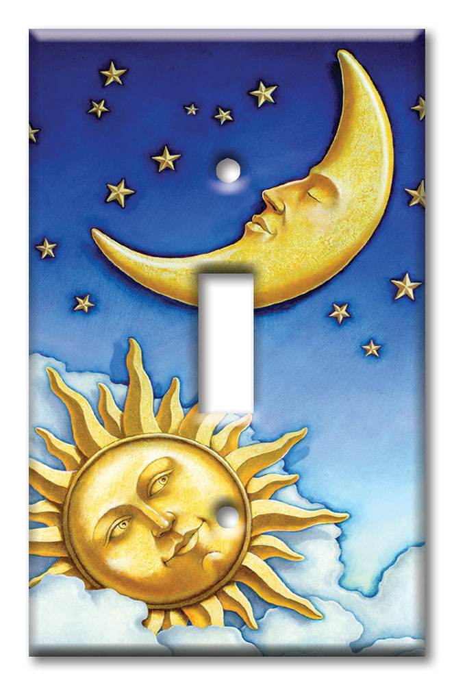 Art Plates - Decorative OVERSIZED Switch Plates & Outlet Covers - Moon and Sun II