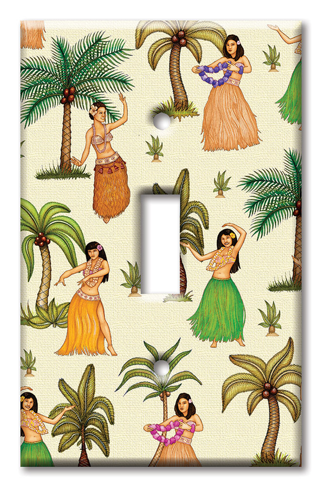 Art Plates - Decorative OVERSIZED Wall Plate - Outlet Cover - Hula Girls - Image by Dan Morris