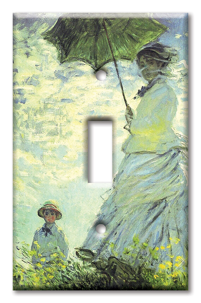 Art Plates - Decorative OVERSIZED Switch Plates & Outlet Covers - Monet: Woman with Parasol