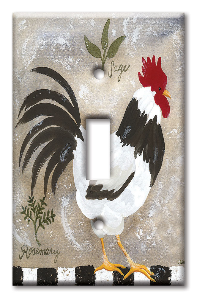 Art Plates - Decorative OVERSIZED Wall Plate - Outlet Cover - Jennifer's Rooster