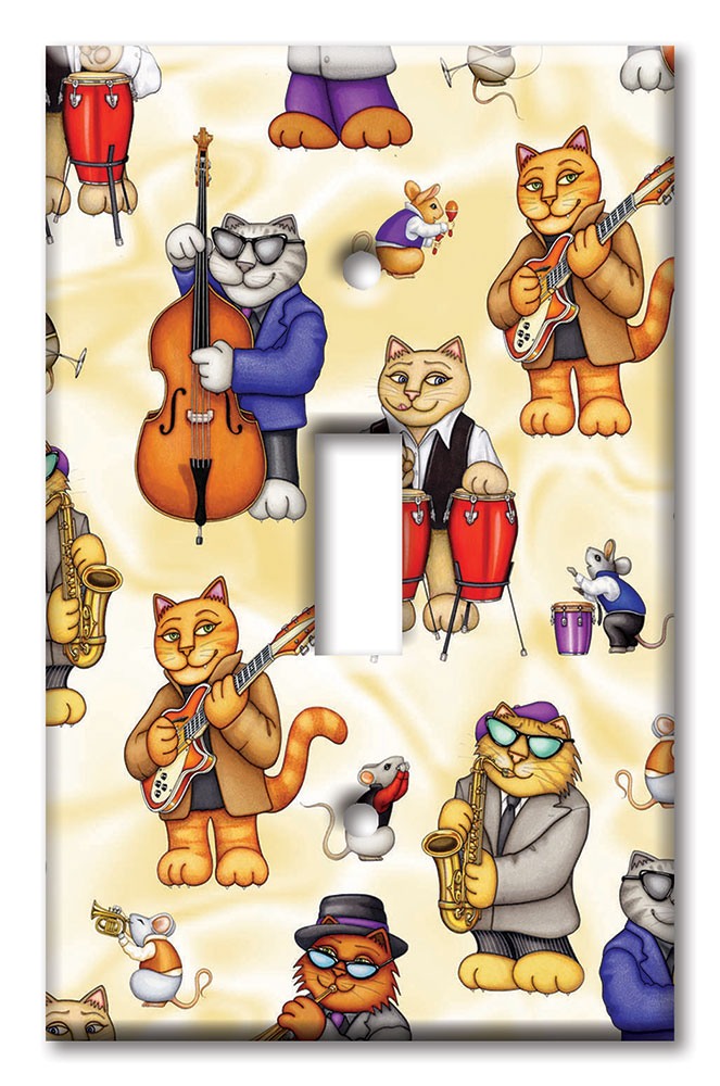 Art Plates - Decorative OVERSIZED Wall Plate - Outlet Cover - Jazz Cats - Image by Dan Morris