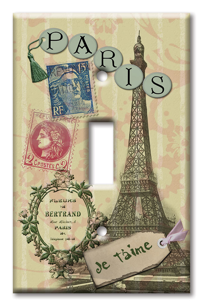 Art Plates - Decorative OVERSIZED Switch Plates & Outlet Covers - Paris Je T'aime