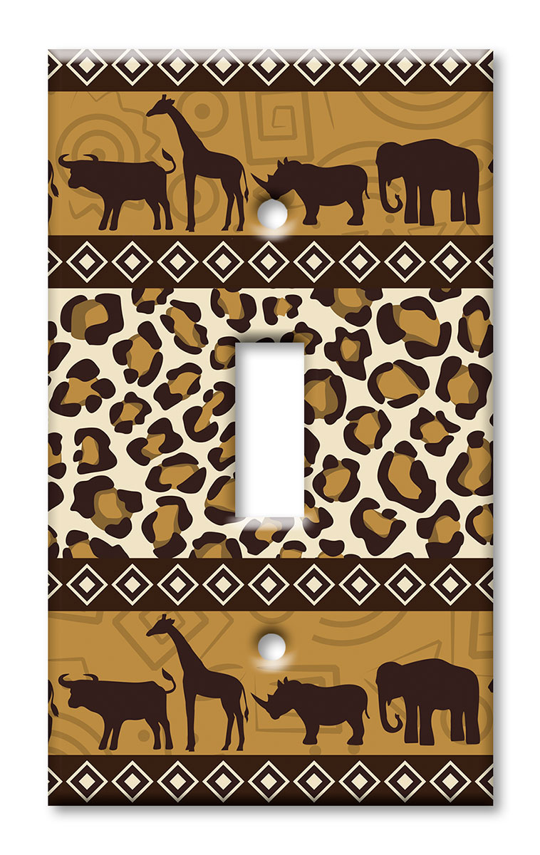 Art Plates - Decorative OVERSIZED Wall Plates & Outlet Covers - African Theme Animals and Prints