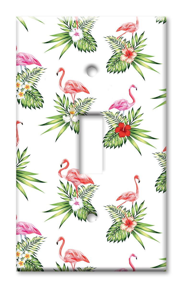 Art Plates - Decorative OVERSIZED Wall Plate - Outlet Cover - Flamingo Toss